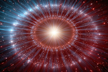 Bright celestial explosion with radiant starburst in deep space