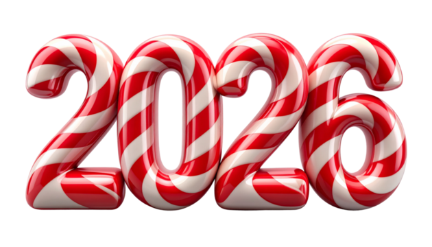 Candy Cane Stripe 2026 Holiday Design transparent background png