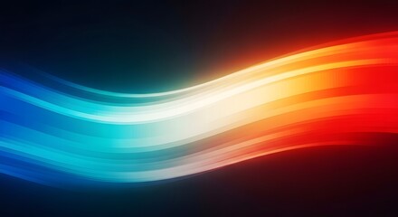 Abstract flowing waves of vibrant blue white and red light create a dynamic energetic background