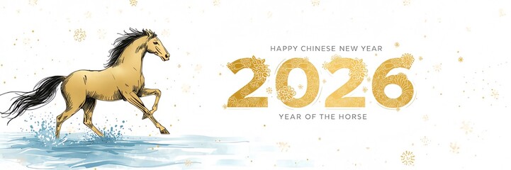 Chinese New Year 2026 themed background and banner templates, horse zodiac sign, Happy Chinese New Year 2026