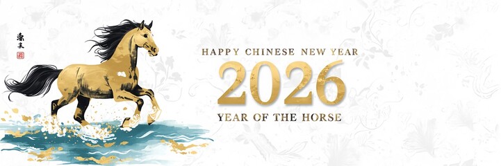 Chinese New Year 2026 themed background and banner templates, horse zodiac sign, Happy Chinese New Year 2026