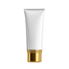 White tube with golden cap isolated on transparent background