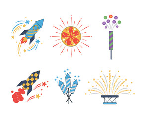 Obraz premium Fireworks rockets and sparkling pyrotechnics celebrating festive events