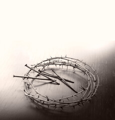 Nails and wteath on a table