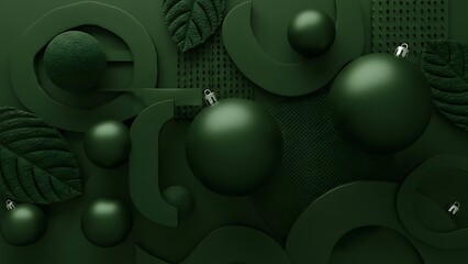 Monochromatic Green Christmas Baubles and Shapes
