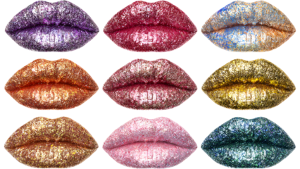 set of glitter covered lips