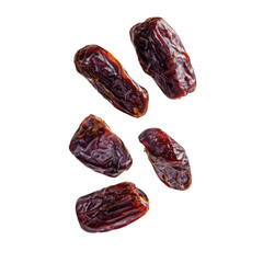 Five fresh dates isolated on transparent background