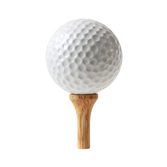 Golf ball on tee isolated on transparent background