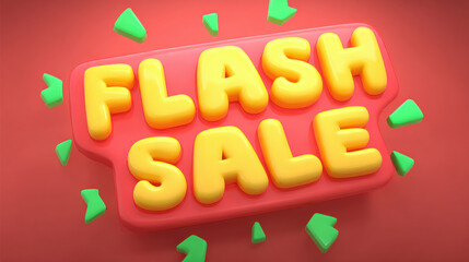 Flash Sale graphic with 3D text on a red background for promotional use. eye-catching graphic is perfect for advertising limited-time offers and special deals.