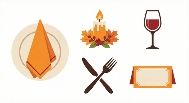 Elegant Dinner Celebration Elements Set Festive Tableware and Seasonal Decor for Special Occasions and Gatherings