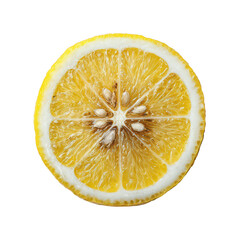 Lemon slice isolated on transparent background, close up