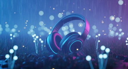 Immerse yourself in sound with these vibrant neon headphones, perfect for gaming, music production, or relaxing in a dreamy, futuristic world, inspiring creativity and focus