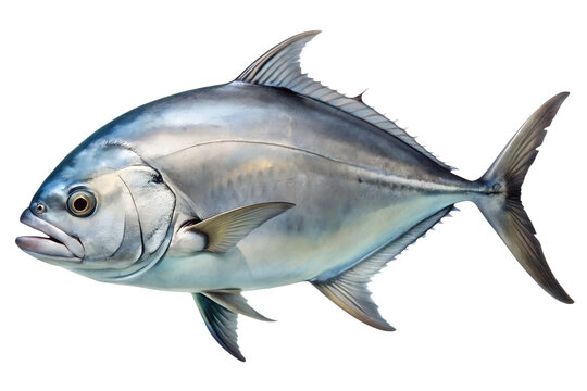 Isolated caranx latus jack fish image for seafood guide and fishing information