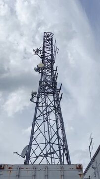 Mobile Phone Cellular Mast Lattice Cell Tower, Conwy, Wales, United Kingdom