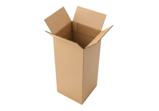 Isolated Cardboard box open, suitable for packing, shipping, delivery, or storage needs