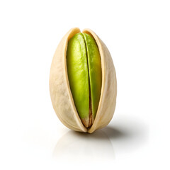 Open pistachio nut close-up isolated on white