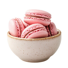 Bowl of pink macarons isolated on transparent background