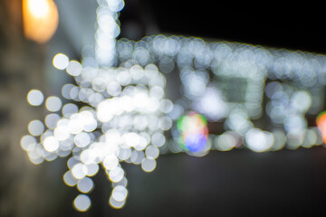 Festive Blurred Christmas Lights Background, Holiday Bokeh Glow