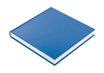 Isolated hardback book with blue cover for journaling or sketch pad, blank, plain, nobody