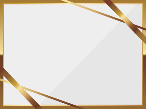 高級感のある長方形フレーム　ホワイト＆ゴールド