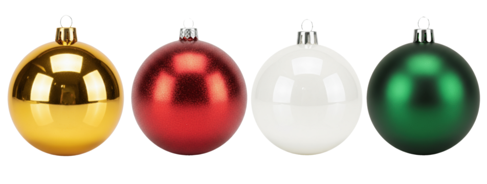 Set Of Four Colorful Christmas Bauble Ornaments