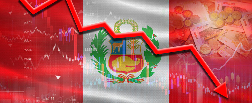 Peru Financial Crisis on Economic Graph. Financial Fall Peruvian on Economy Market