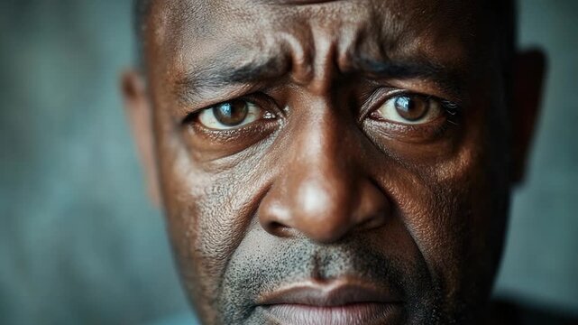 Video A detailed view of an elderly man's facial features, highlighting the lines and creases that come with age