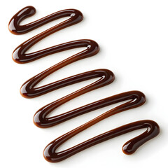Chocolate syrup zigzag drizzle on white background