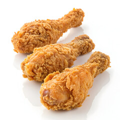 Crispy fried chicken drumsticks isolated on white