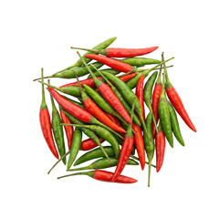 Pile Of Fresh Spicy Red And Green Chili Peppers