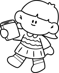 Cute cartoon, children, school age, illustration, hand drawn

