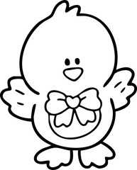 Fototapeta premium Easter line drawing cute bunny, chicken, egg, cute illustration