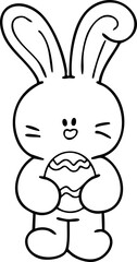 Easter line drawing cute bunny, chicken, egg, cute illustration