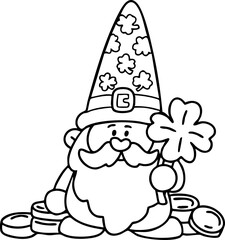 St. Patrick's Day Lucky Leaf Line Art, Cute Elements, Cute Illustration