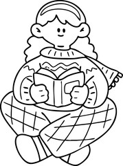 Line drawing, falling leaves, autumn, cute elements, cute illustrations