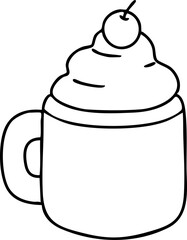 Line drawing, fast food, vegetables and fruits, cute elements, cute illustrations