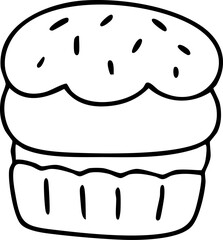 Line drawing, fast food, vegetables and fruits, cute elements, cute illustrations