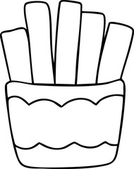 Line drawing, fast food, vegetables and fruits, cute elements, cute illustrations