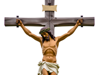 Crucifix with Jesus Figure on White Background
