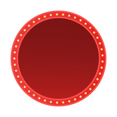 Naklejka premium retro red circle sign with marquee light 