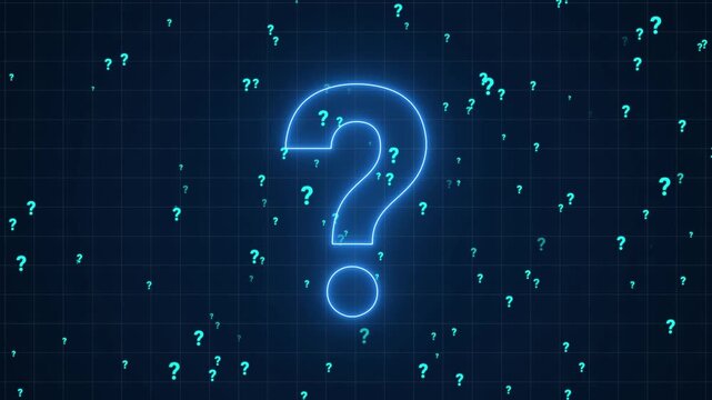 Question mark problem sign with particles flying in the background. Seamless loop motion graphics, why question mark animated.