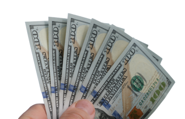 Person Holds Hundred Dollar Banknotes, Isolated. Money Transactions, Financial Goals, Control, and Wise Spending.