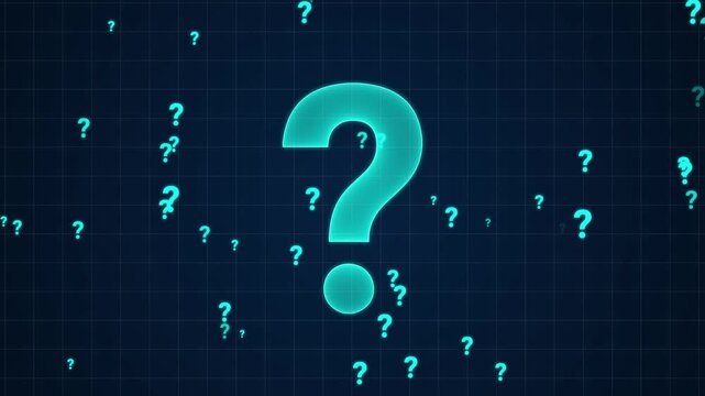 Question mark problem sign with particles flying in the background. Seamless loop motion graphics, why question mark animated.