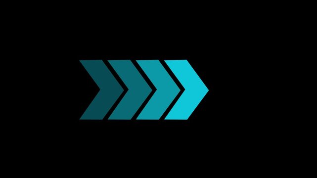Right-Directional Arrow Loop Animation &ndash; Arrow Icon Overlay for Video &ndash; 4K animation on the black background.