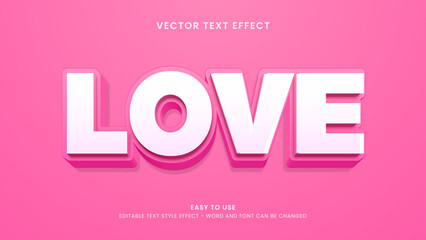 love editable text effect 3d vector