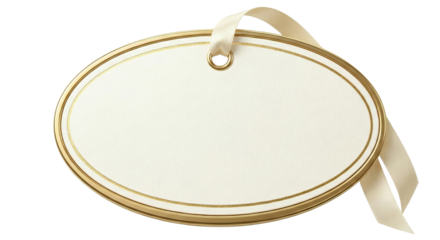 Elegant Oval Gold Border Blank Gift Tag With Ribbon