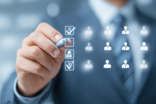 Businessman selecting HR applicants online