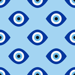 Fototapeta premium Blue Oval Evil Eye Alternating Pattern