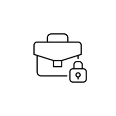 Briefcase and lock. Secure business, private information. Pixel perfect, editable stroke vector icon