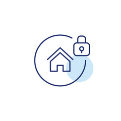 House and lock. Smart home security, safety and protection. Pixel perfect, editable stroke vector icon